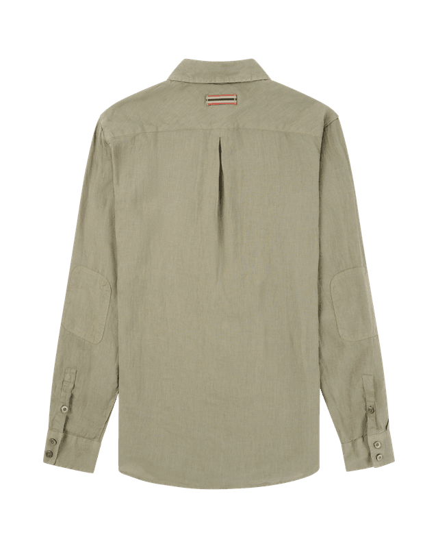 Safari Linen Shirt Mens Olive Ash