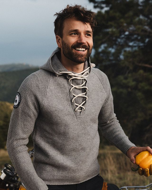 Amundsen Boiled Hoodie Laced Mens Oatmeal