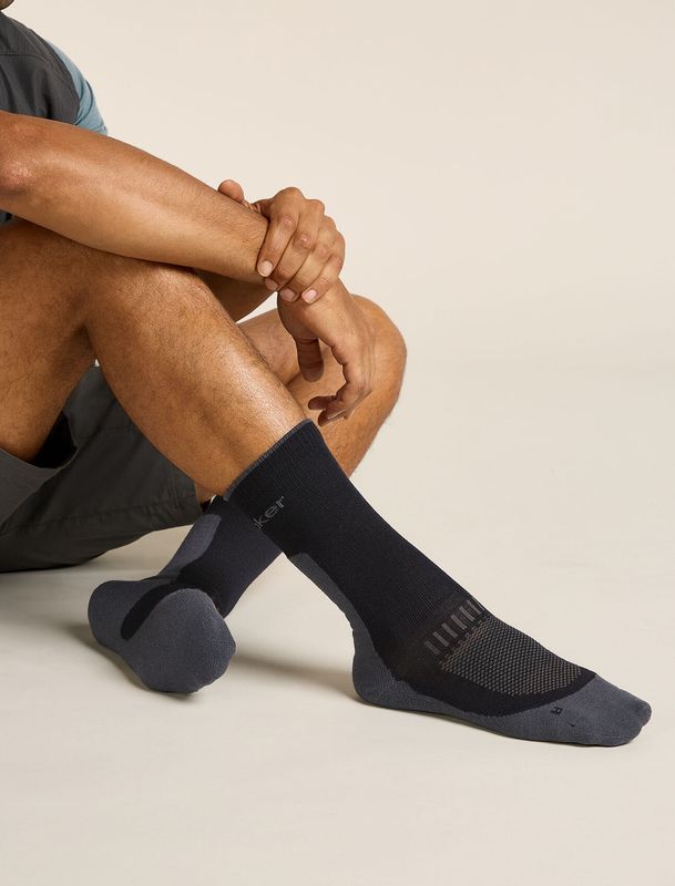 Men's Merino Hike+ Light Crew Socks Black/Obsidian