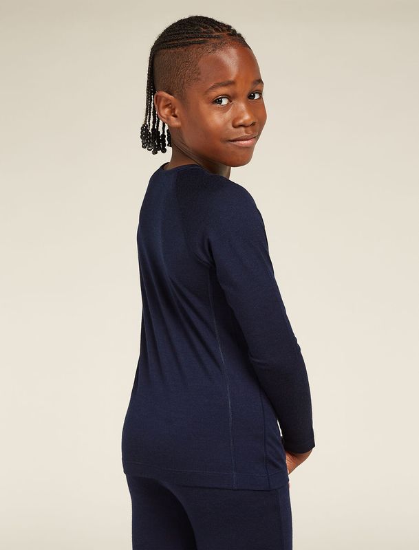 Icebreaker Kids' Merino 200 Oasis LS Crewe Thermal Top Midnight 