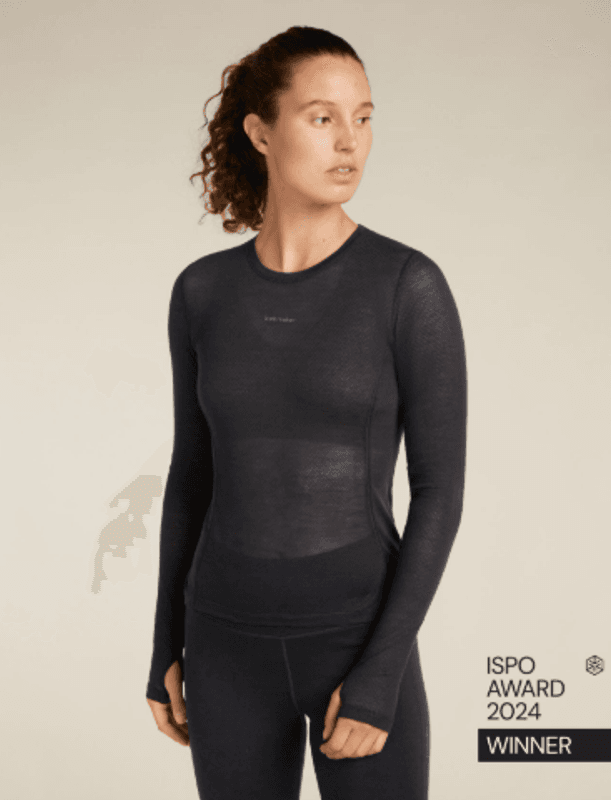 Women's Merino Blend 75 Cool-Lite Featherlight LS Crewe Black